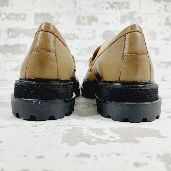 New Crevo Francine Taupe Leather Chunky Sole Slip On Loafers X27 - Picture 6 of 11